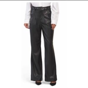 NWT 7 For All Mankind Faux Leather Pleated Pants large Bootcut Stretch Trouser
